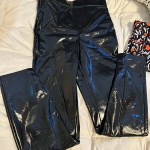 Zara Black Patent Leather-Look Leggings